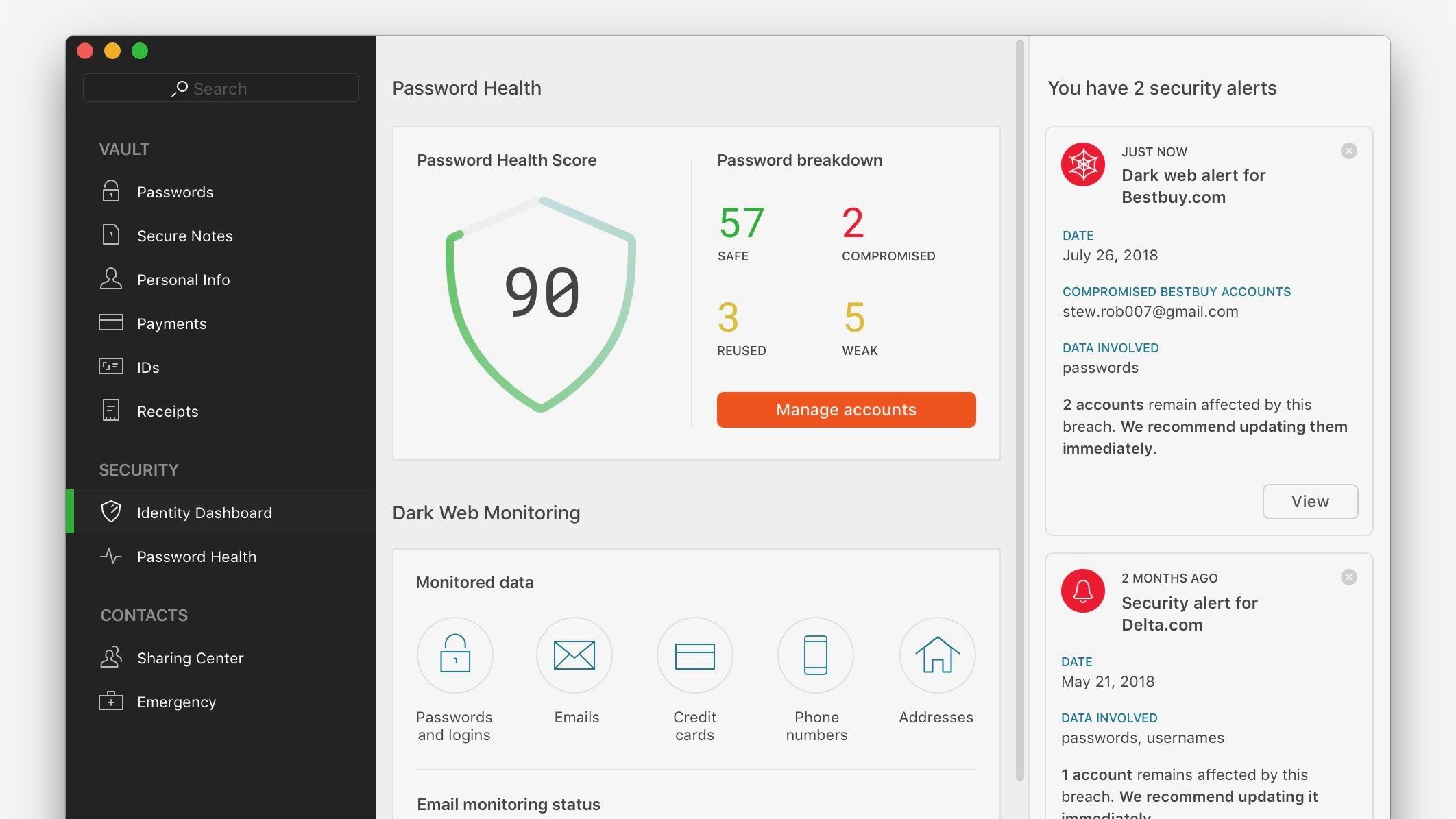 Dashlane Interface